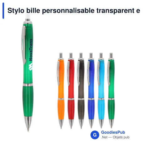 Stylo bille personnalisable transparent en plastique Ocean Bound avec logo - Hawaï