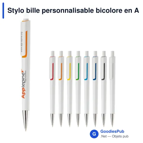 Stylo bille personnalisable bicolore en ABS avec logo - Illusion