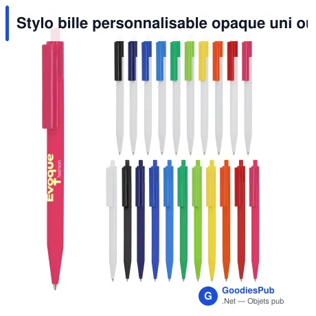 Stylo bille personnalisable opaque uni ou bicolore avec logo - Kuma