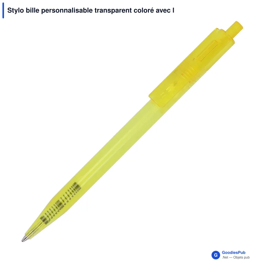 Stylo bille personnalisable transparent coloré avec logo - Kuma - Image 2