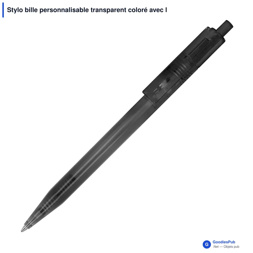 Stylo bille personnalisable transparent coloré avec logo - Kuma - Image 4