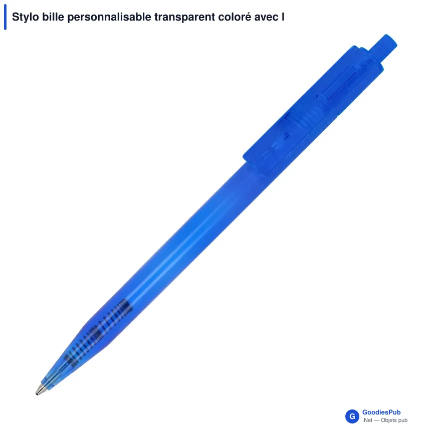 Stylo bille personnalisable transparent coloré avec logo - Kuma - Image 5