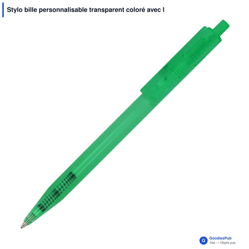 Stylo bille personnalisable transparent coloré avec logo - Kuma - Image 6