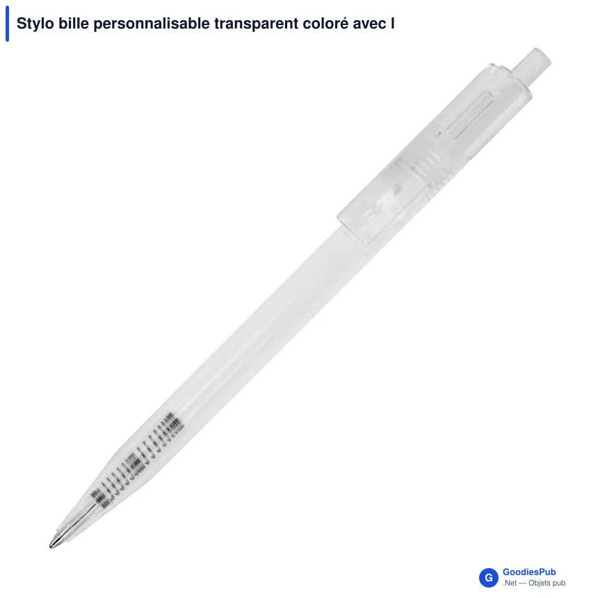 Stylo bille personnalisable transparent coloré avec logo - Kuma - Image 7