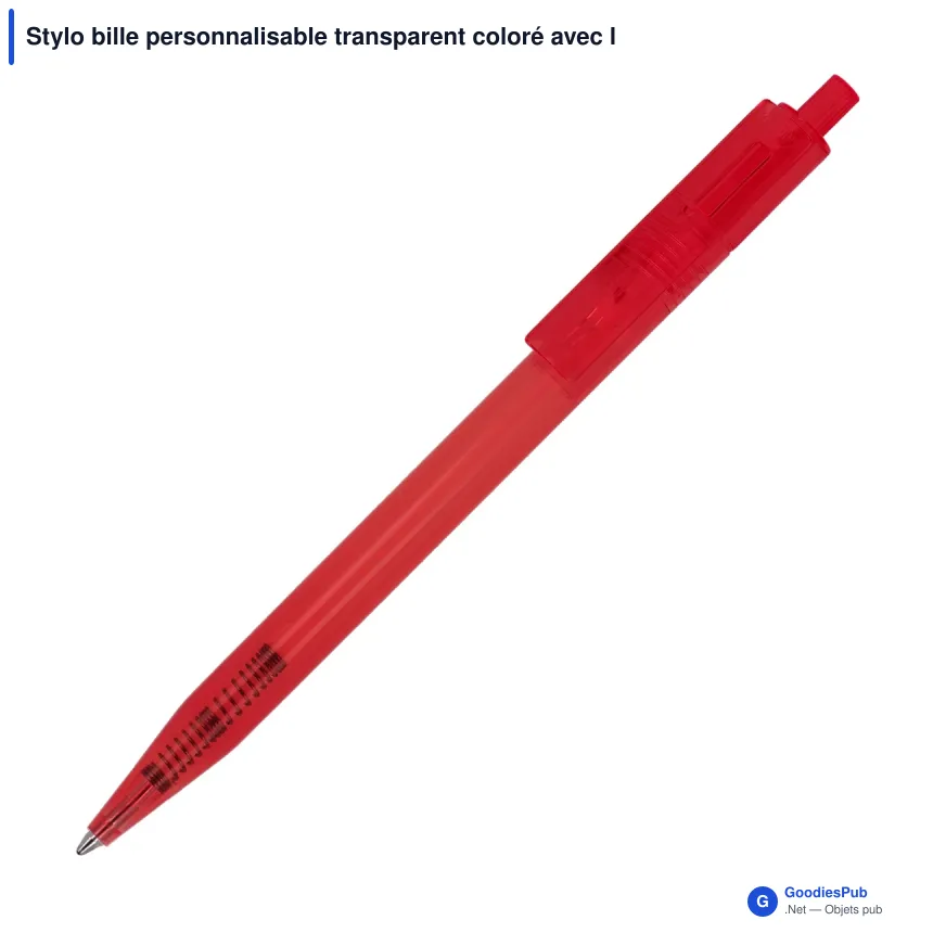 Stylo bille personnalisable transparent coloré avec logo - Kuma - Image 8