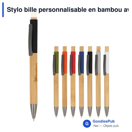 Stylo bille personnalisable en bambou avec logo - Madrid