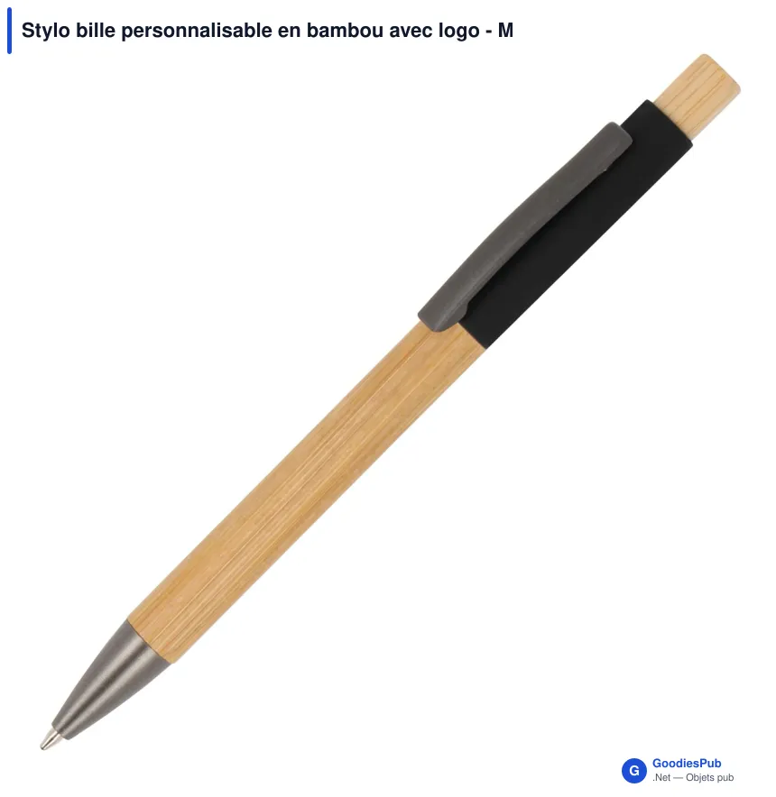 Stylo bille personnalisable en bambou avec logo - Madrid - Image 2