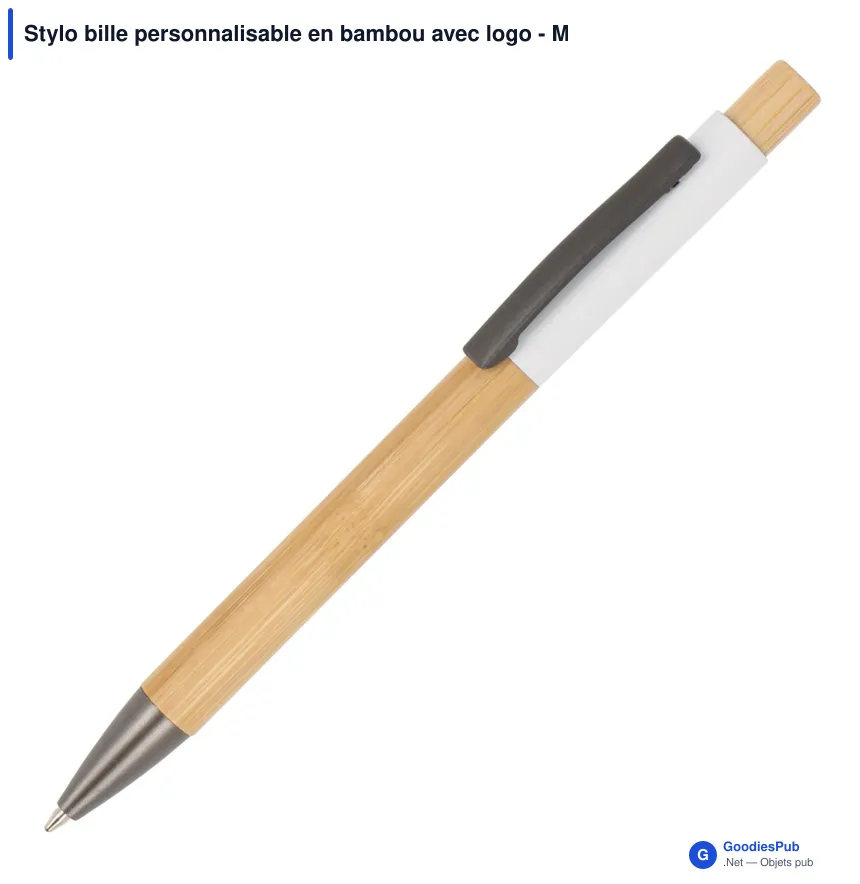 Stylo bille personnalisable en bambou avec logo - Madrid - Image 3
