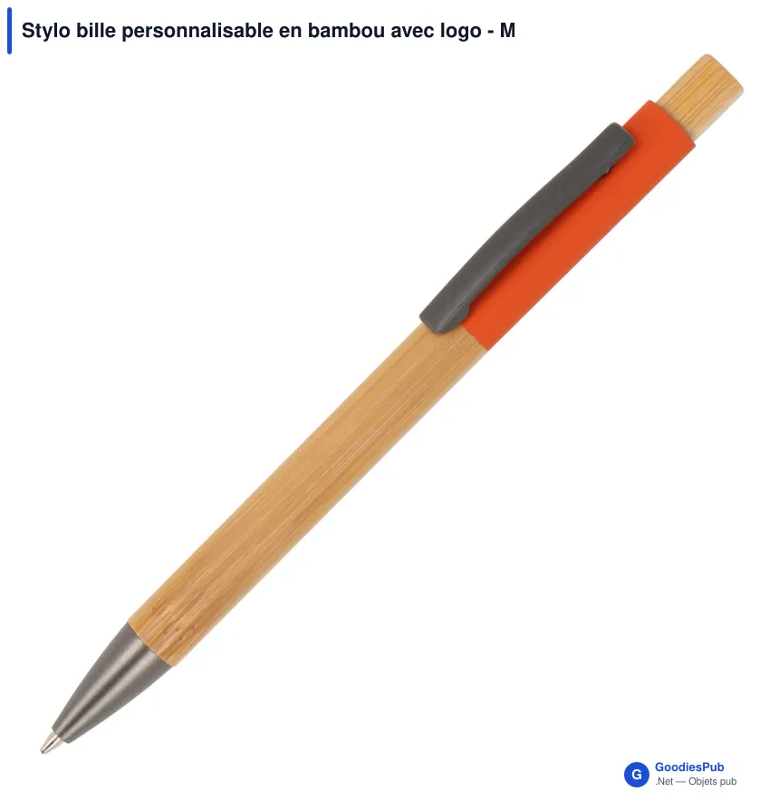 Stylo bille personnalisable en bambou avec logo - Madrid - Image 5