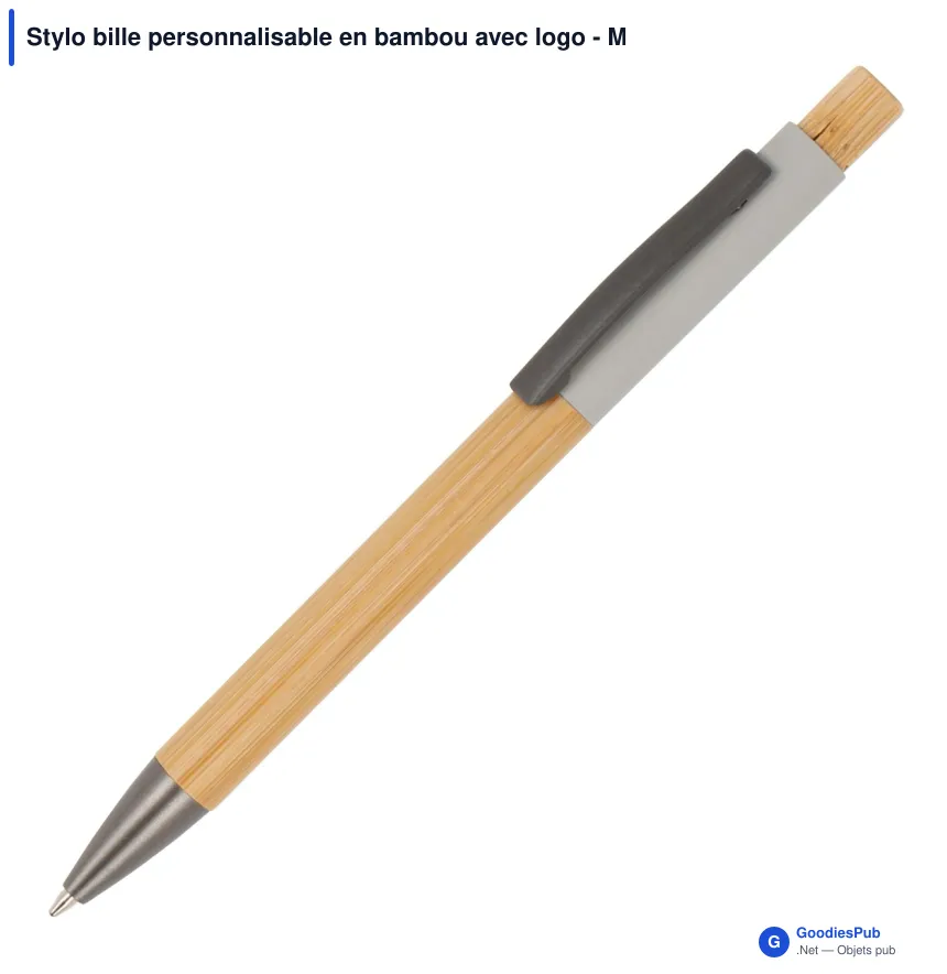 Stylo bille personnalisable en bambou avec logo - Madrid - Image 6