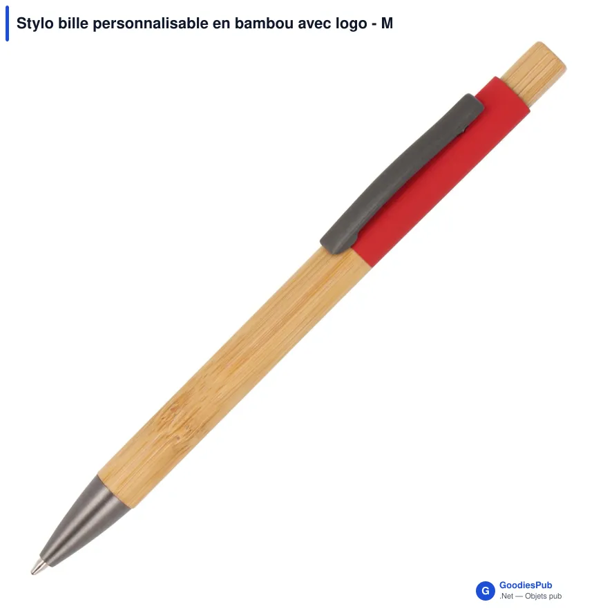 Stylo bille personnalisable en bambou avec logo - Madrid - Image 7