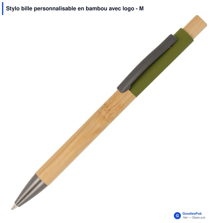 Stylo bille personnalisable en bambou avec logo - Madrid - Image 8
