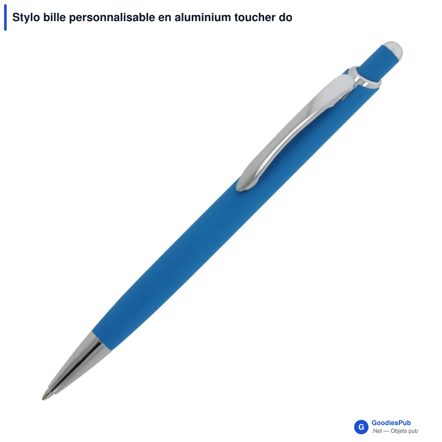 Stylo bille personnalisable en aluminium toucher doux avec logo - Monaco - Image 3