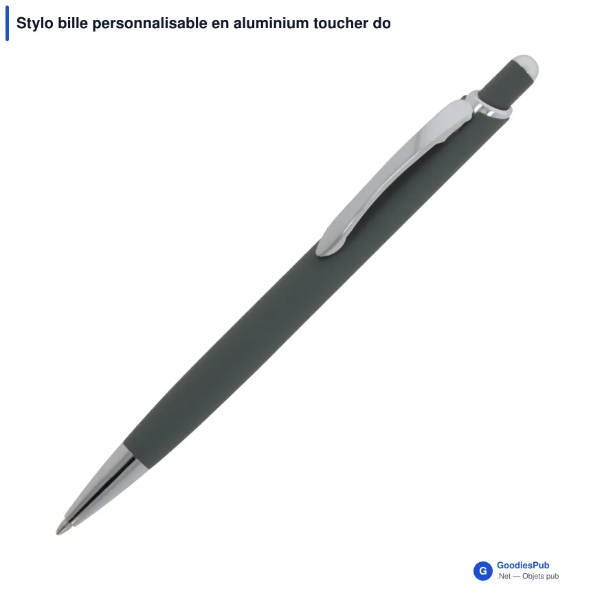 Stylo bille personnalisable en aluminium toucher doux avec logo - Monaco - Image 6
