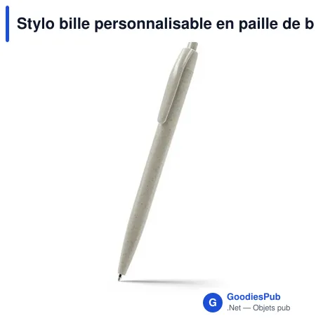 Stylo bille personnalisable en paille de blé avec logo - Joan