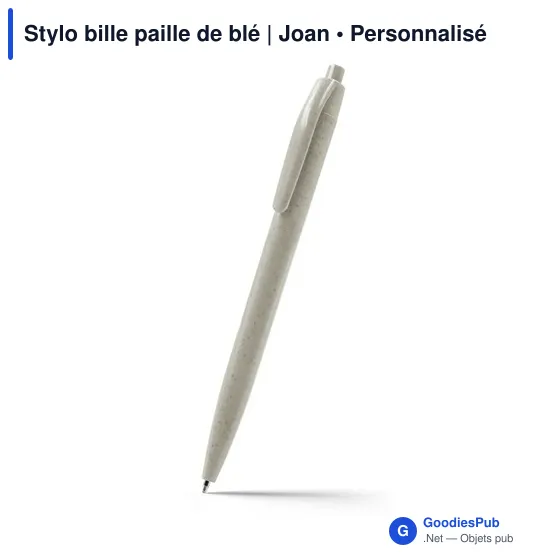 Stylo bille personnalisable en paille de blé avec logo - Joan - Image 1