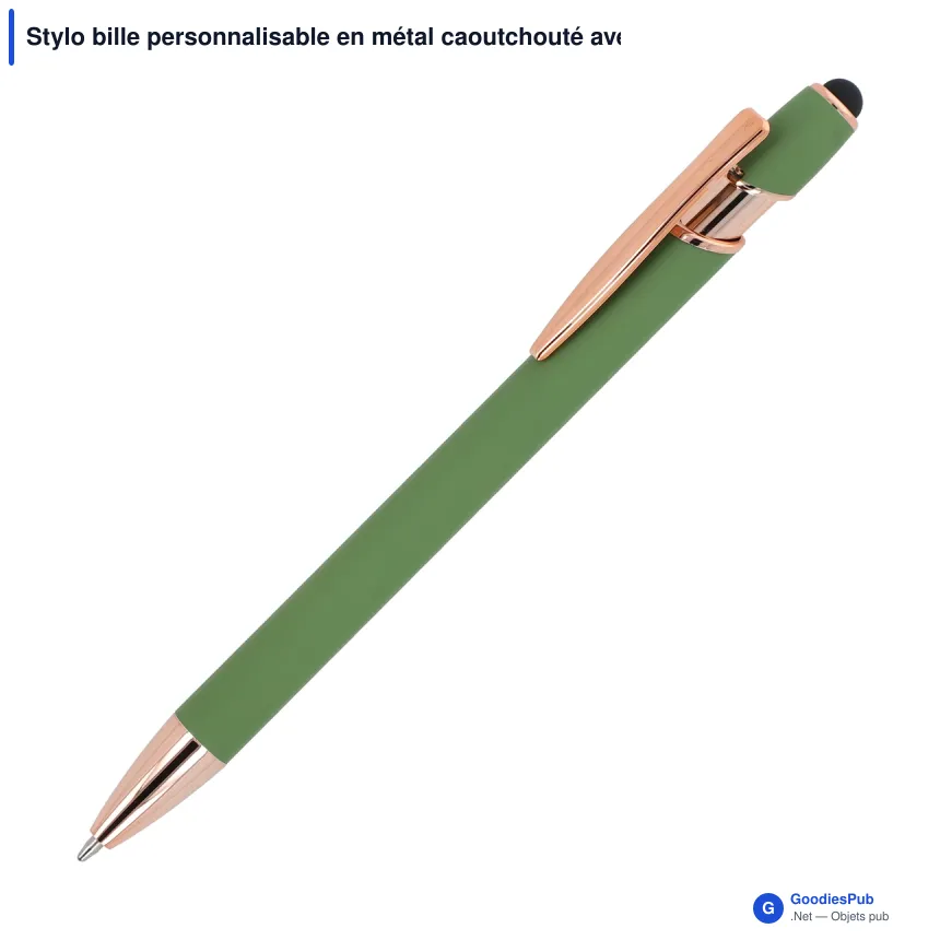 Stylo bille personnalisable en métal caoutchouté avec logo - Paris Deluxe - Image 2