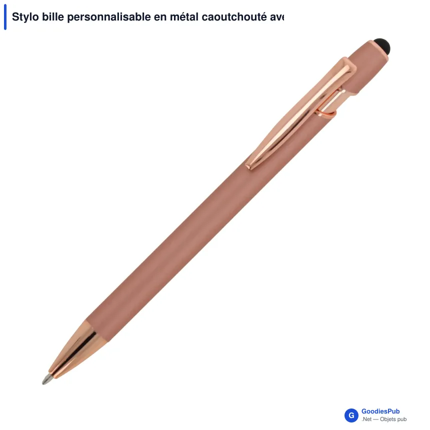 Stylo bille personnalisable en métal caoutchouté avec logo - Paris Deluxe - Image 3