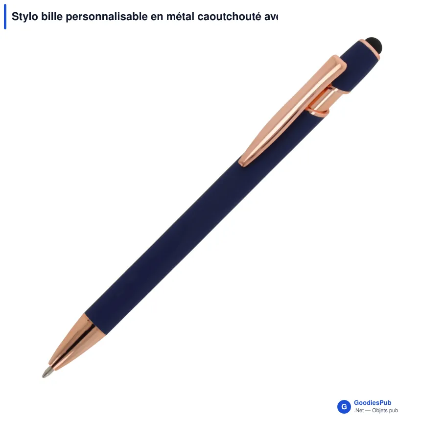 Stylo bille personnalisable en métal caoutchouté avec logo - Paris Deluxe - Image 4