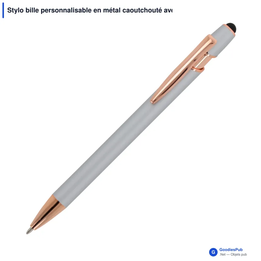 Stylo bille personnalisable en métal caoutchouté avec logo - Paris Deluxe - Image 5