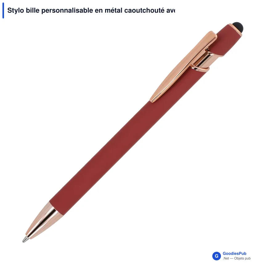 Stylo bille personnalisable en métal caoutchouté avec logo - Paris Deluxe - Image 6