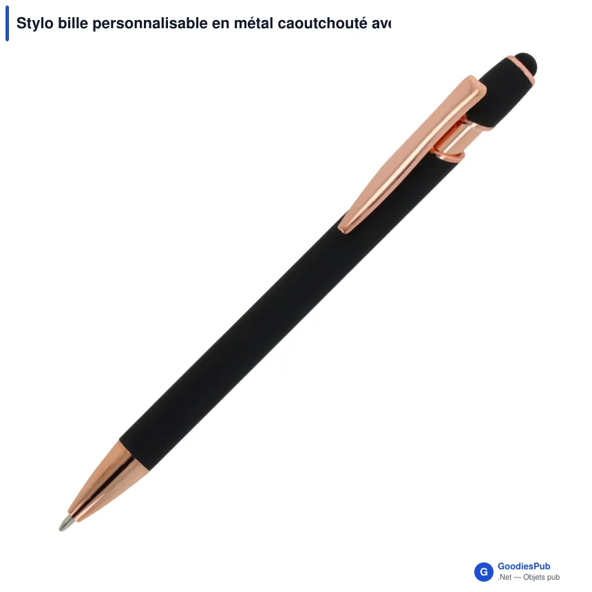 Stylo bille personnalisable en métal caoutchouté avec logo - Paris Deluxe - Image 7