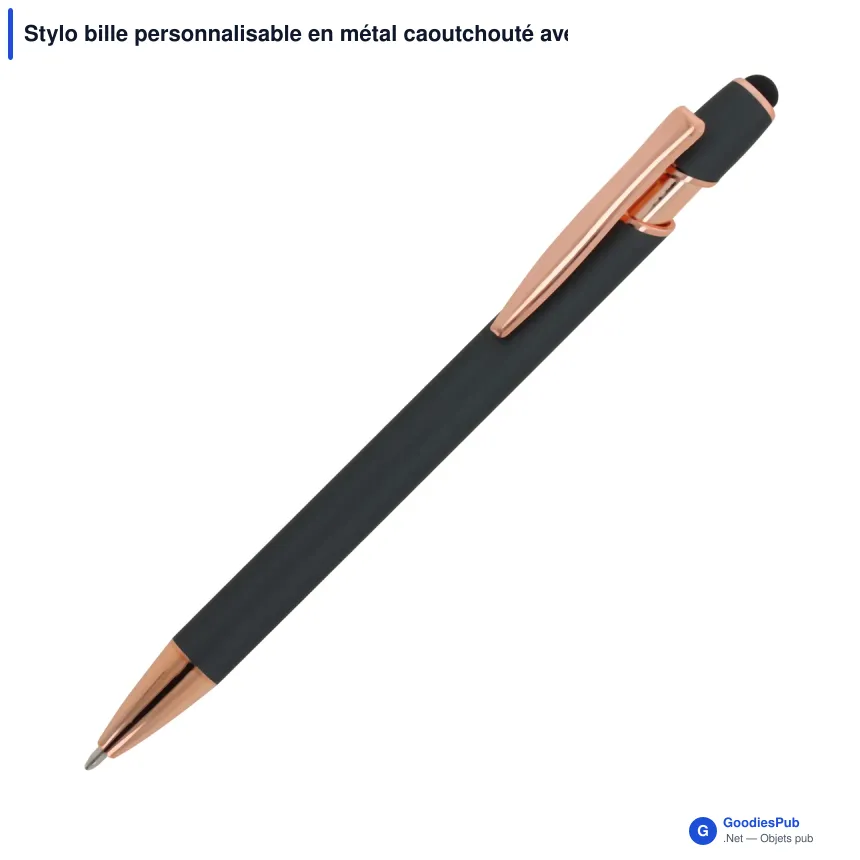 Stylo bille personnalisable en métal caoutchouté avec logo - Paris Deluxe - Image 8