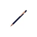 Variante Bleu foncé - Stylo bille personnalisable en métal caoutchouté avec logo - Paris Deluxe