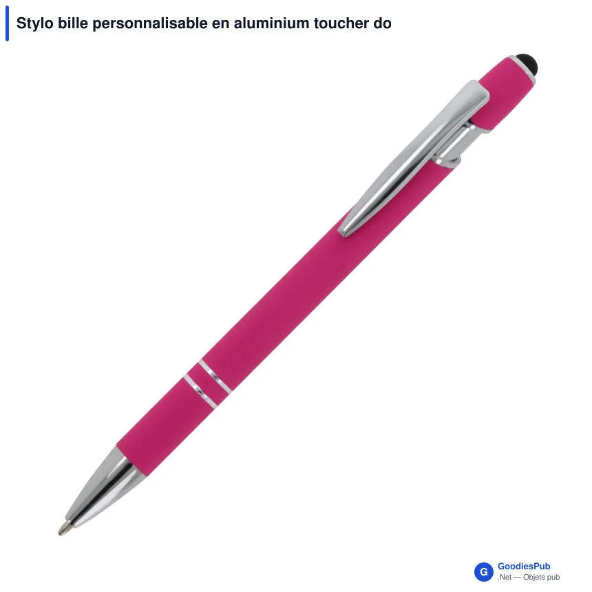 Stylo bille personnalisable en aluminium toucher doux avec logo - Paris - Image 2