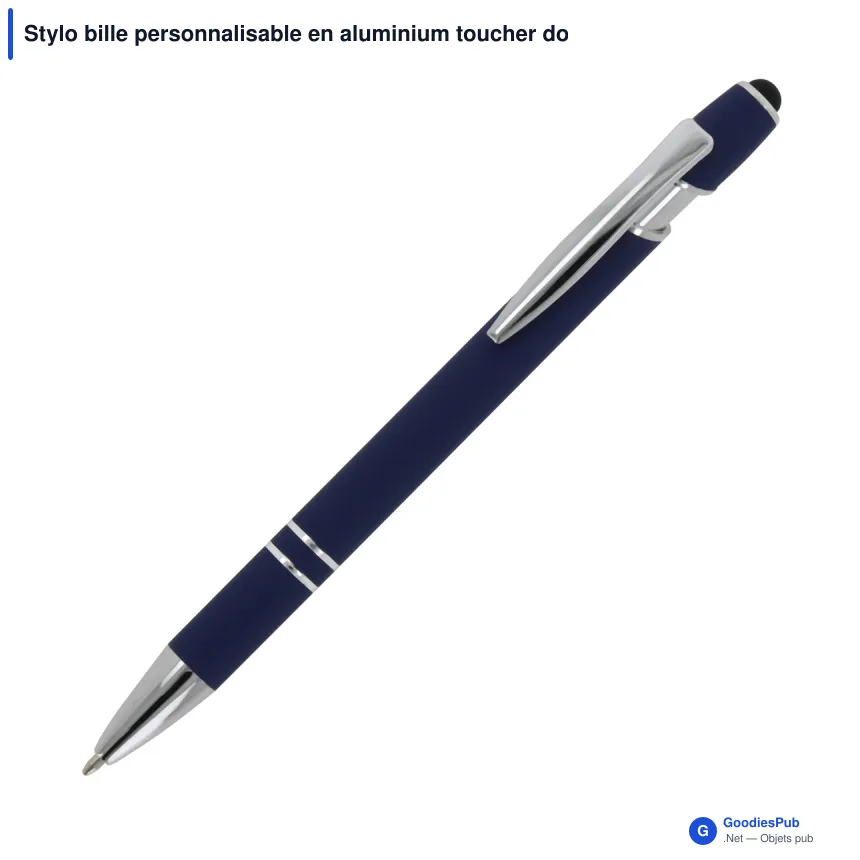 Stylo bille personnalisable en aluminium toucher doux avec logo - Paris - Image 11