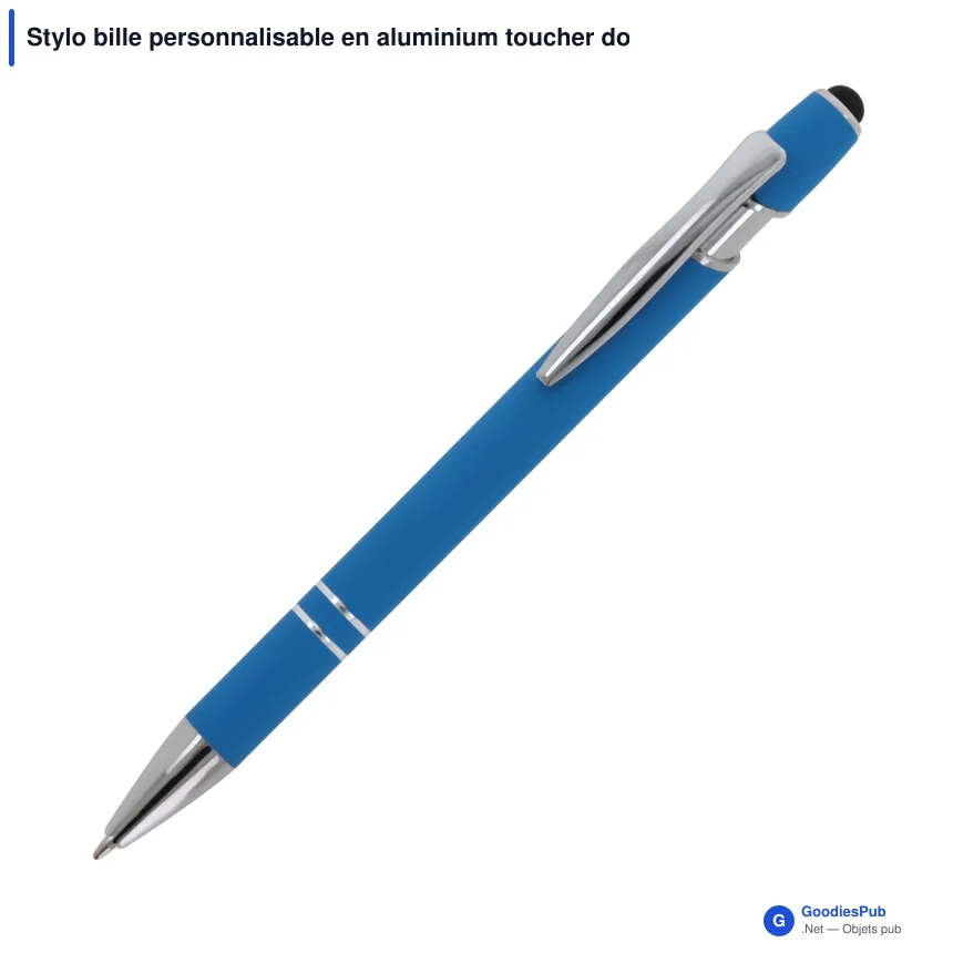 Stylo bille personnalisable en aluminium toucher doux avec logo - Paris - Image 12