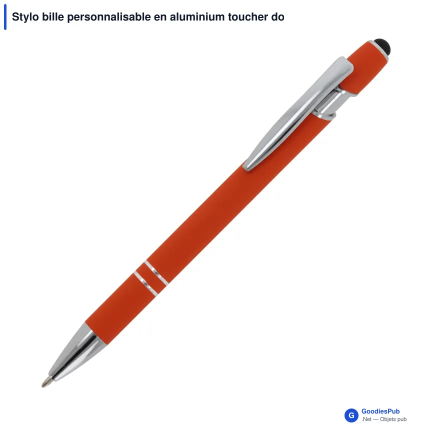 Stylo bille personnalisable en aluminium toucher doux avec logo - Paris - Image 3