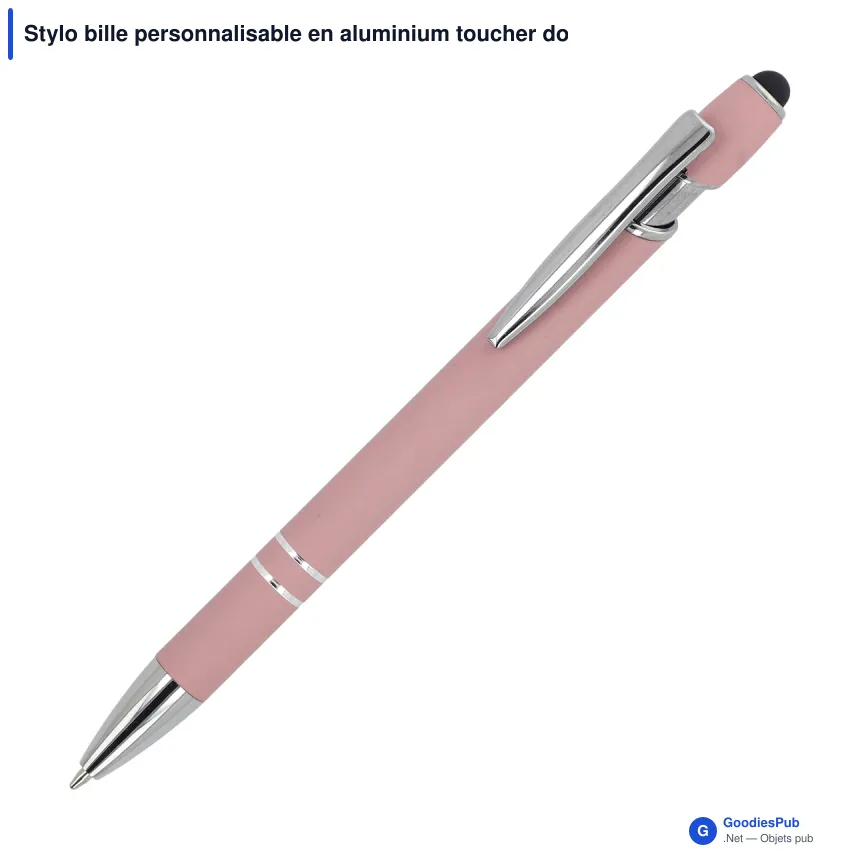 Stylo bille personnalisable en aluminium toucher doux avec logo - Paris - Image 5