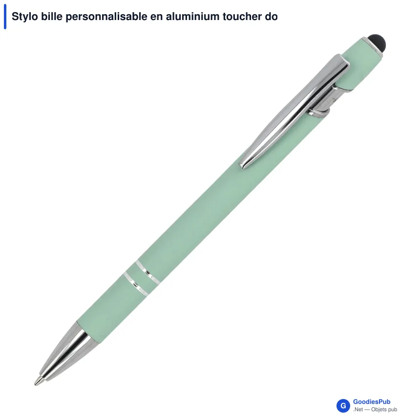 Stylo bille personnalisable en aluminium toucher doux avec logo - Paris - Image 7