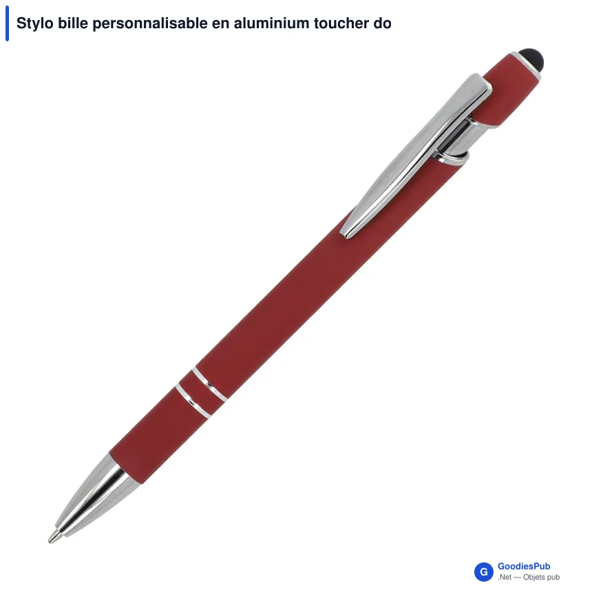 Stylo bille personnalisable en aluminium toucher doux avec logo - Paris - Image 8