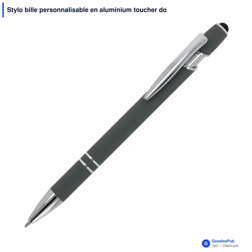 Stylo bille personnalisable en aluminium toucher doux avec logo - Paris - Image 9