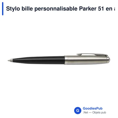 Stylo bille personnalisable Parker 51 en acier inoxydable avec logo
