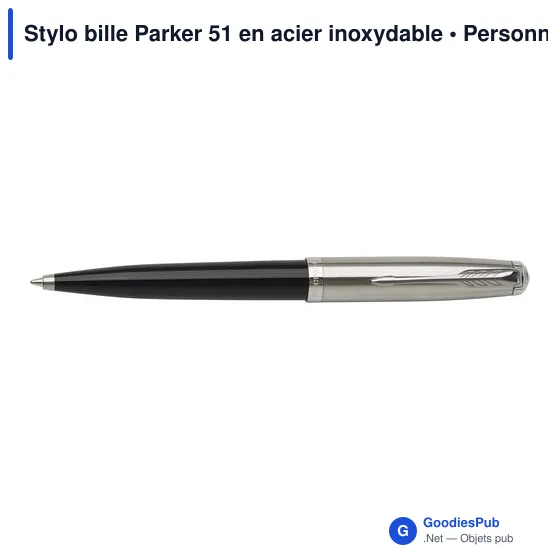 Stylo bille personnalisable Parker 51 en acier inoxydable avec logo - Image 2