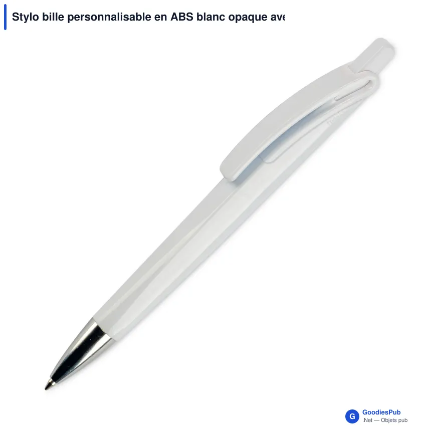 Stylo bille personnalisable en ABS blanc opaque avec logo - Riva - Image 2