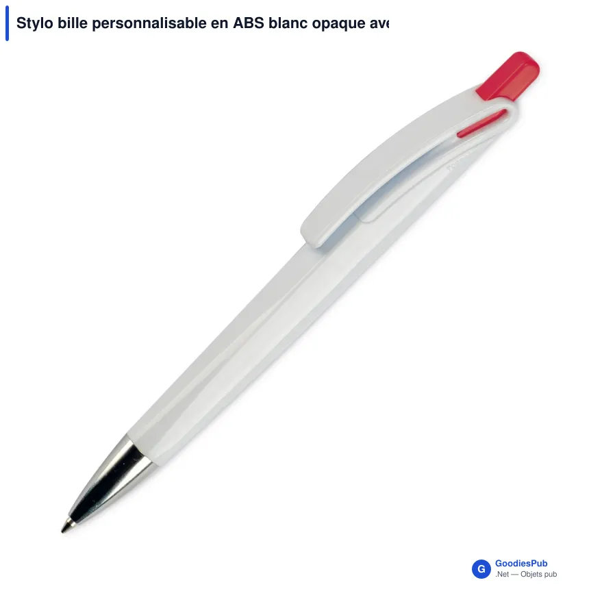 Stylo bille personnalisable en ABS blanc opaque avec logo - Riva - Image 3