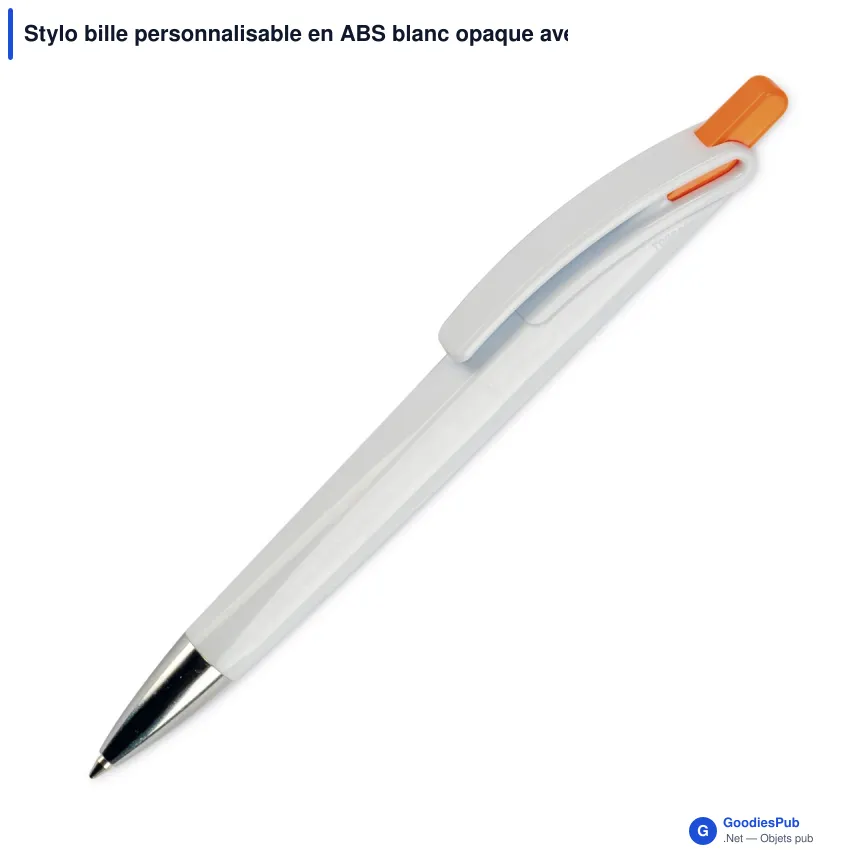 Stylo bille personnalisable en ABS blanc opaque avec logo - Riva - Image 4