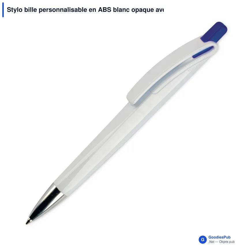 Stylo bille personnalisable en ABS blanc opaque avec logo - Riva - Image 5