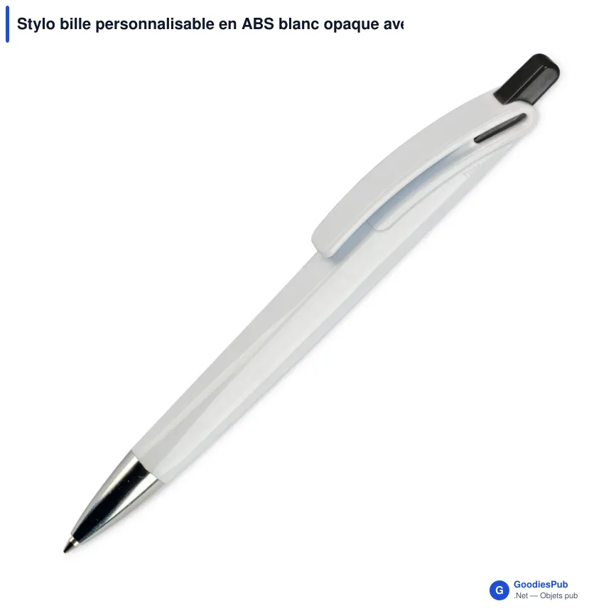 Stylo bille personnalisable en ABS blanc opaque avec logo - Riva - Image 6