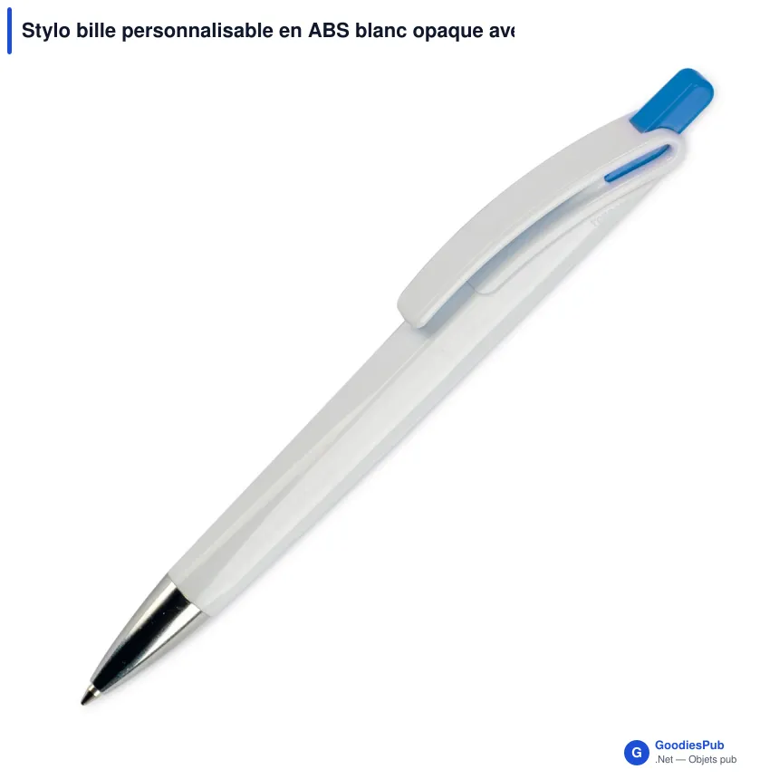 Stylo bille personnalisable en ABS blanc opaque avec logo - Riva - Image 7