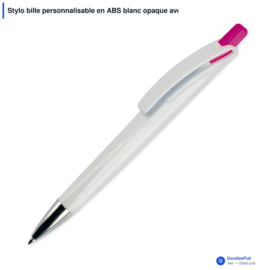 Stylo bille personnalisable en ABS blanc opaque avec logo - Riva - Image 9