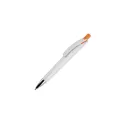 Variante Blanc / Orange - Stylo bille personnalisable en ABS blanc opaque avec logo - Riva