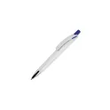 Variante Blanc / bleu foncé - Stylo bille personnalisable en ABS blanc opaque avec logo - Riva