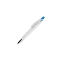 Variante Blanc / Bleu - Stylo bille personnalisable en ABS blanc opaque avec logo - Riva