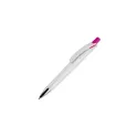 Variante Blanc / Rose foncé - Stylo bille personnalisable en ABS blanc opaque avec logo - Riva