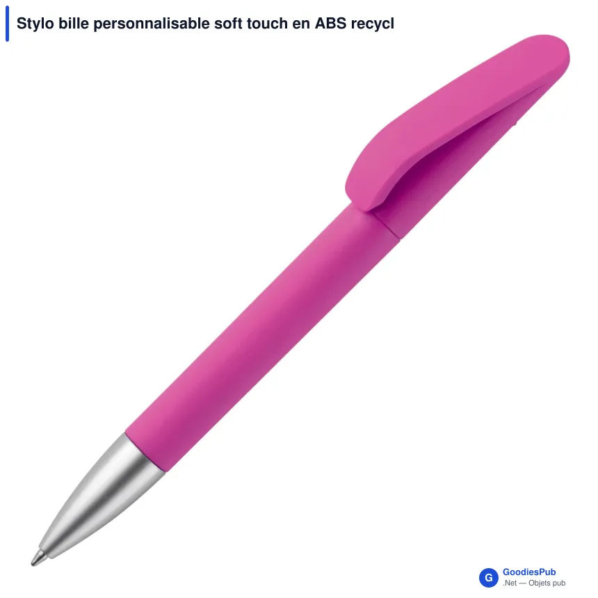 Stylo bille personnalisable soft touch en ABS recyclé avec logo - Slash - Image 2